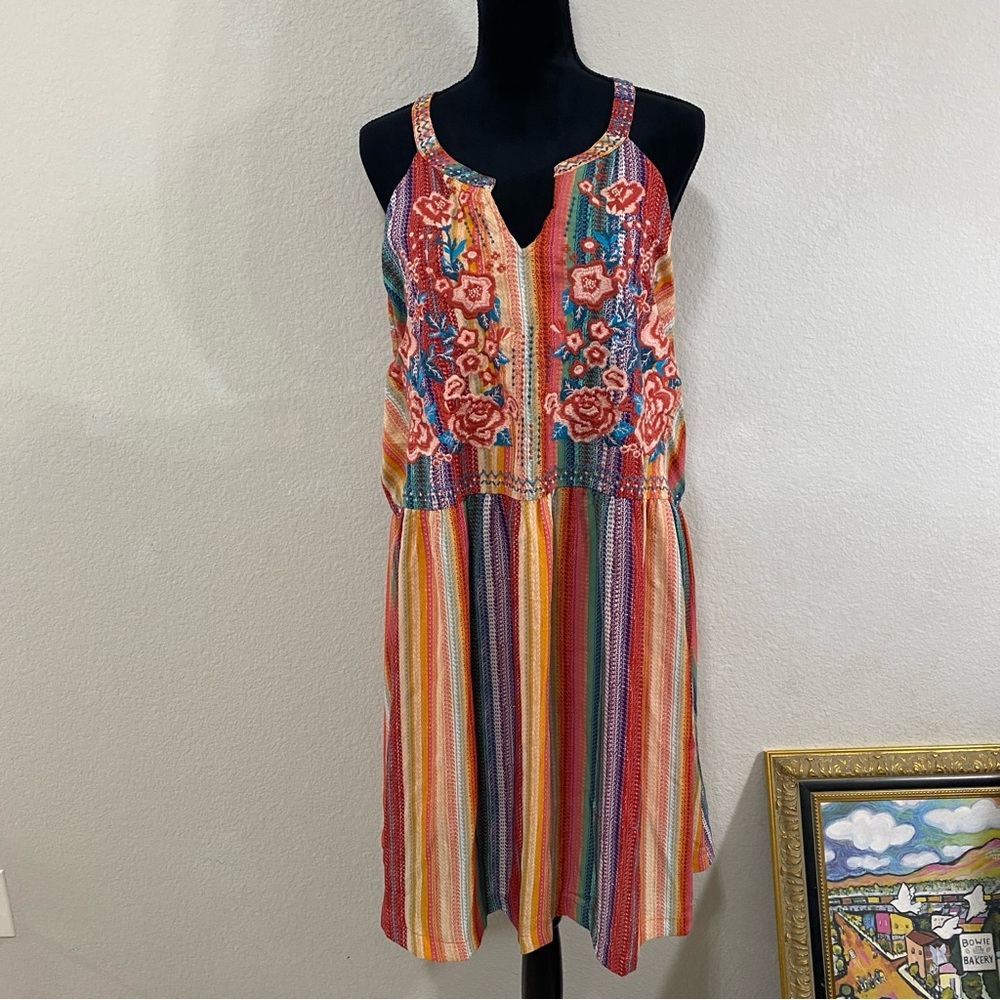 Savanna Jane Multicolor Embroidered Mini Dress